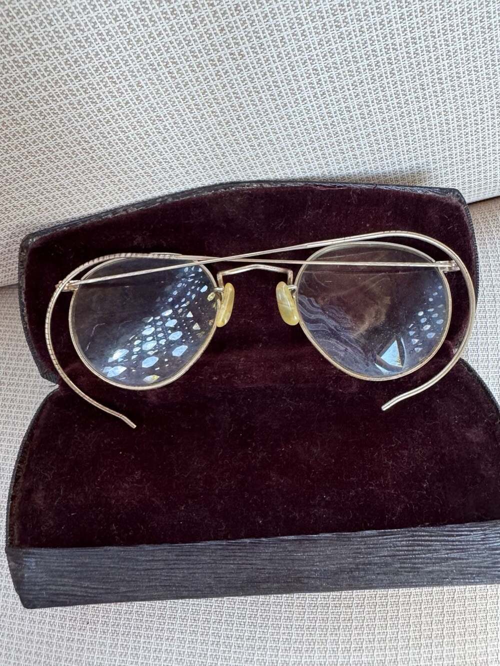 Vintage Shuron Durex 1/10 12K Gold Filled Wire Rim Glasses with Case